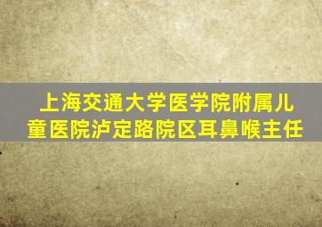 上海交通大学医学院附属儿童医院泸定路院区耳鼻喉主任